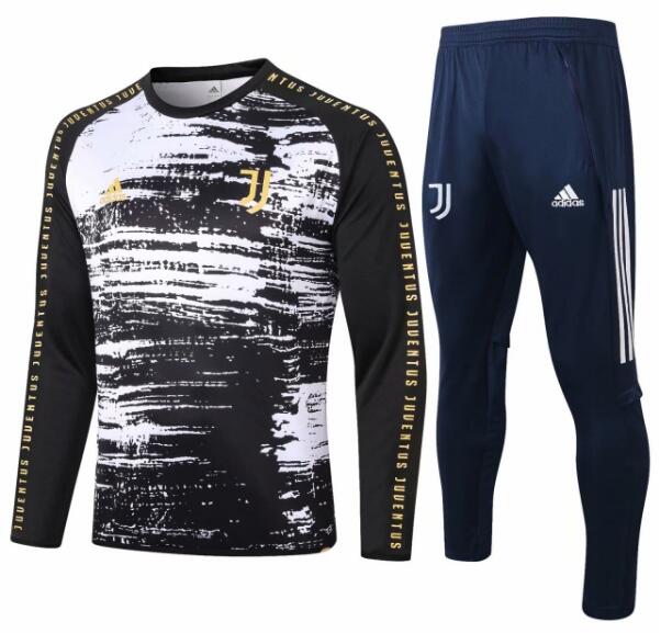 Juventus Black White Training Kits Sweatshirt with Pants 2020/21